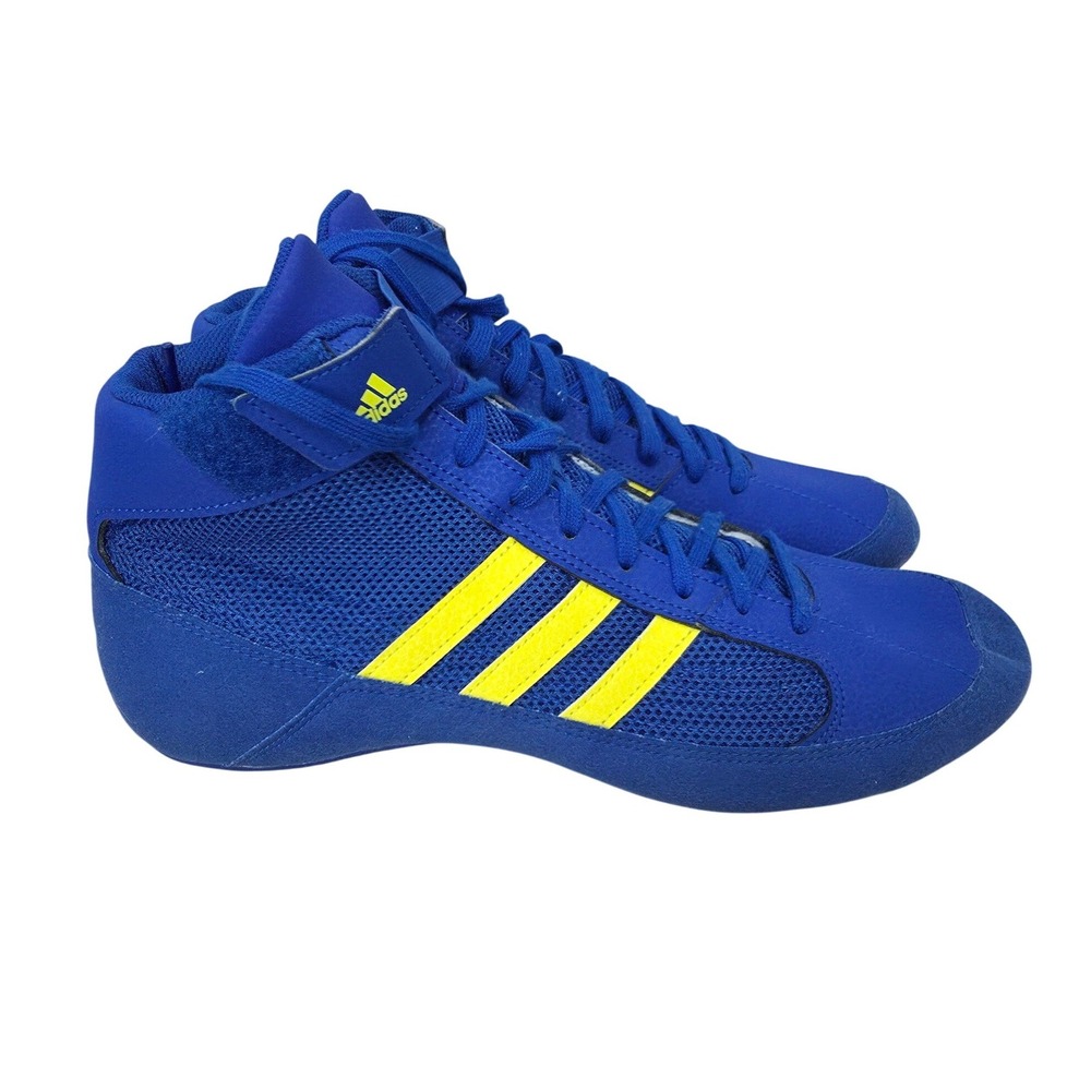 Adidas HVC 2 Wrestling Shoes Mens 10 Blue Yellow Boxing Martial Arts AFV2473